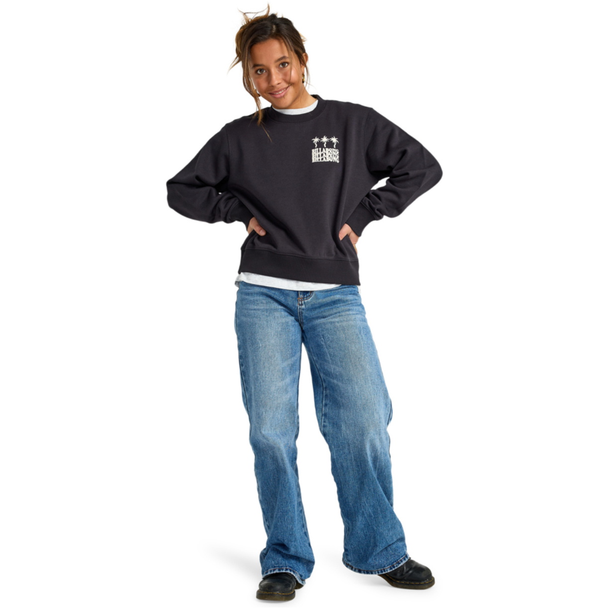 2025 Billabong Dame Family Tree Crew Fleece EBJSF00191 - Black Pebble
